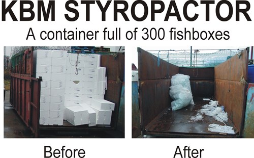 KBM Styropactor showing of reduction of 300 fishboxes